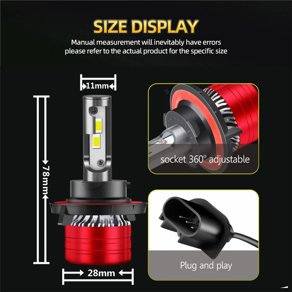 Faro LED bombillas de haz alto bajo para Ford Mustang GT cupé 2 puertas 2005-2012 H13 Foto 3 de 4