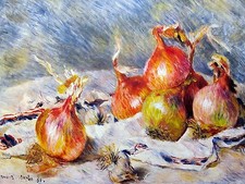Still life onions vegetables P. Renoir Tile Mural Backsplash Art Marble Ceramic