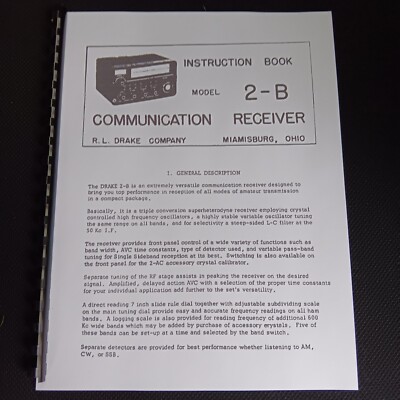 R.L. Drake 2B 2-B ShortWave Receiver Manual 38 pages