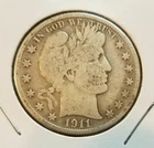 1911-S BARBER SILVER HALF DOLLAR - Nice VG - Problem free original