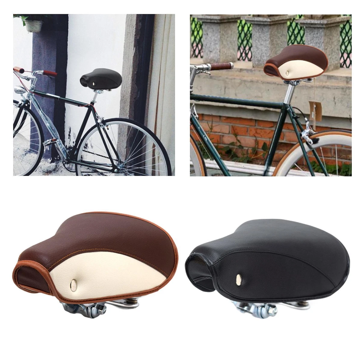 Selle De Vélo Ancienne En Cuir Marron, à Ressorts, Fabrication Française, Pour Vélo De Ville