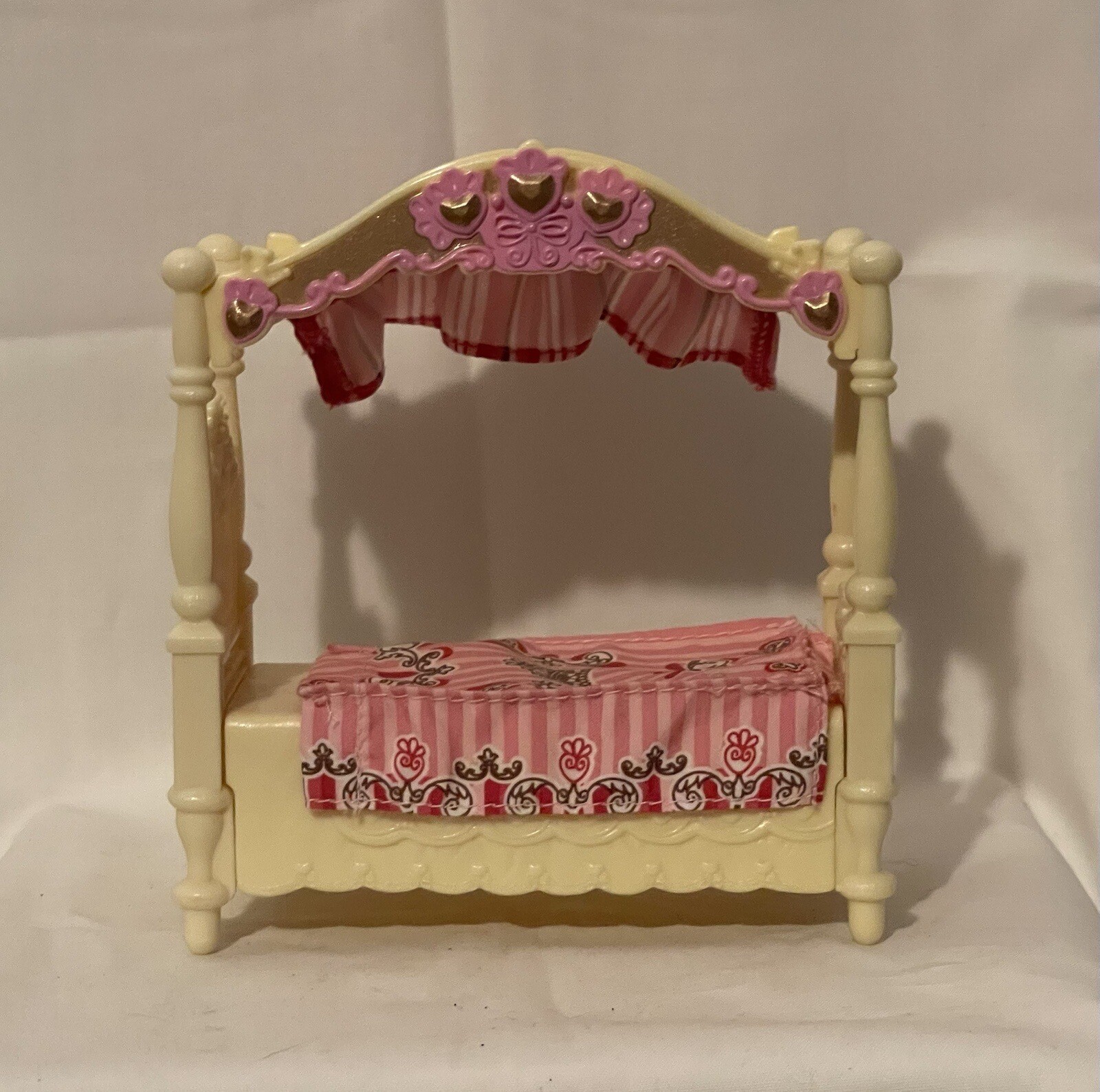 Fisher Price Loving Family Dollhouse Furniture Girl Bedroom Pink Canopy Bed 2009 eBay