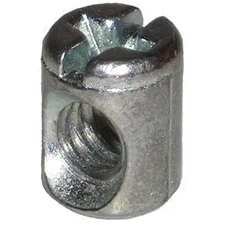 1/4"-20 Thread Cross Dowel Barrel Nut 3/8" Diameter x 1/2" High (nominal) Offset