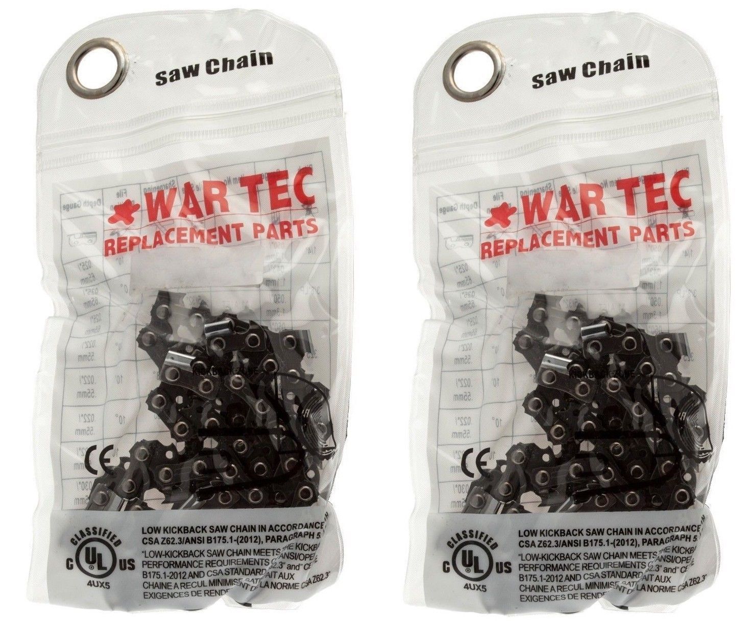 WAR TEC Chainsaw Chain 14"" Pack Of 2 Fits Some RYOBI Chainsaws
