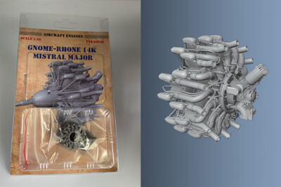 Print Scale PSR48030 1:48 Gnome-Rhone 14K Mistral Major. Scale resin model kit