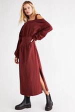 NEW FREE PEOPLE FP BEACH Sz M IBIZA MIDI DRESS IN EMPRESS ROCK