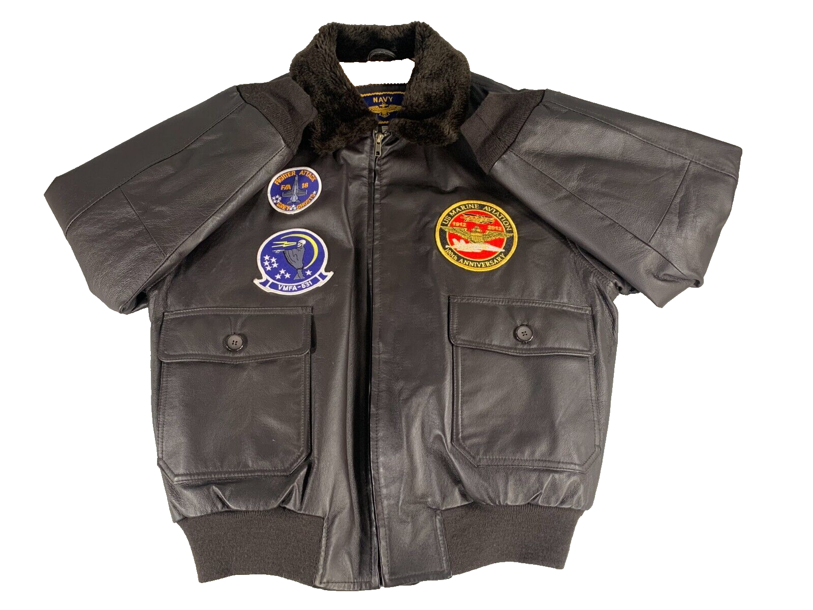 VTG US Navy G-1 Flight Leather Jacket Marine Aviation 100th Anniversary #4700