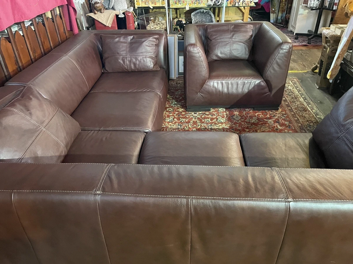 Genuine Leather Corner Sofa Suite Chair Modular Italian X