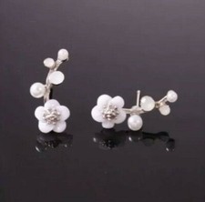 Stud Earrings Jewelry Ear Pearl Elegant Party Flower Fashion Women Gift