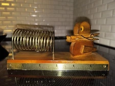 Vtg 1950s MCM Wood DUCK Card Clip & Letter Bills Holder Metal COIL Organizer 