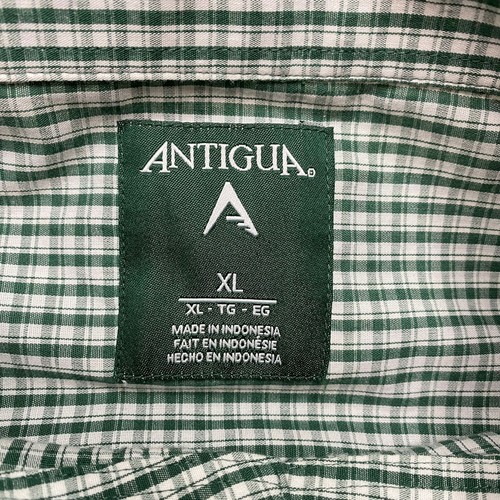 Antigua Mens Dress Shirt sz XL Green Plaid Long Sleeve Button Up Career Casual - Picture 12 of 13