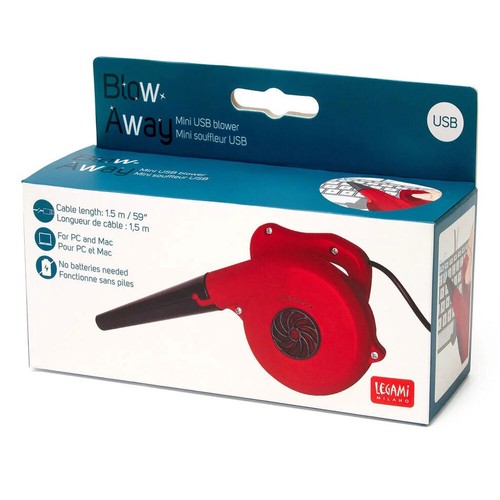 Legami Blow Away Mini USB PC/Laptop Office Desktop Dust Blower/Duster Red 16cm - Picture 2 of 3