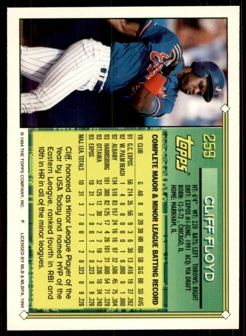 1994 Topps Cliff Floyd A Baseball Card #259 | eBay
