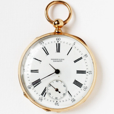 Taschenuhr Herren Perret & Fils Brenets 583 Gold 14 Karat 59,26g Schlüsselaufzug