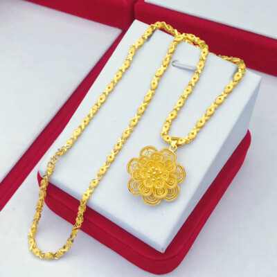 Women's Jewelry 24K Yellow Gold Plated Fancy Big Flowers
