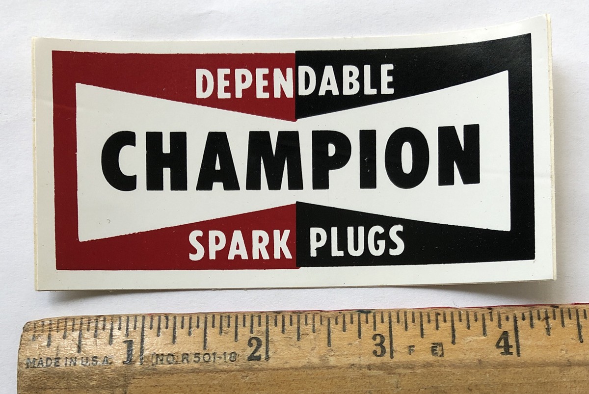 Vintage 1970s Dependable Champion Spark Plugs Logo Decal