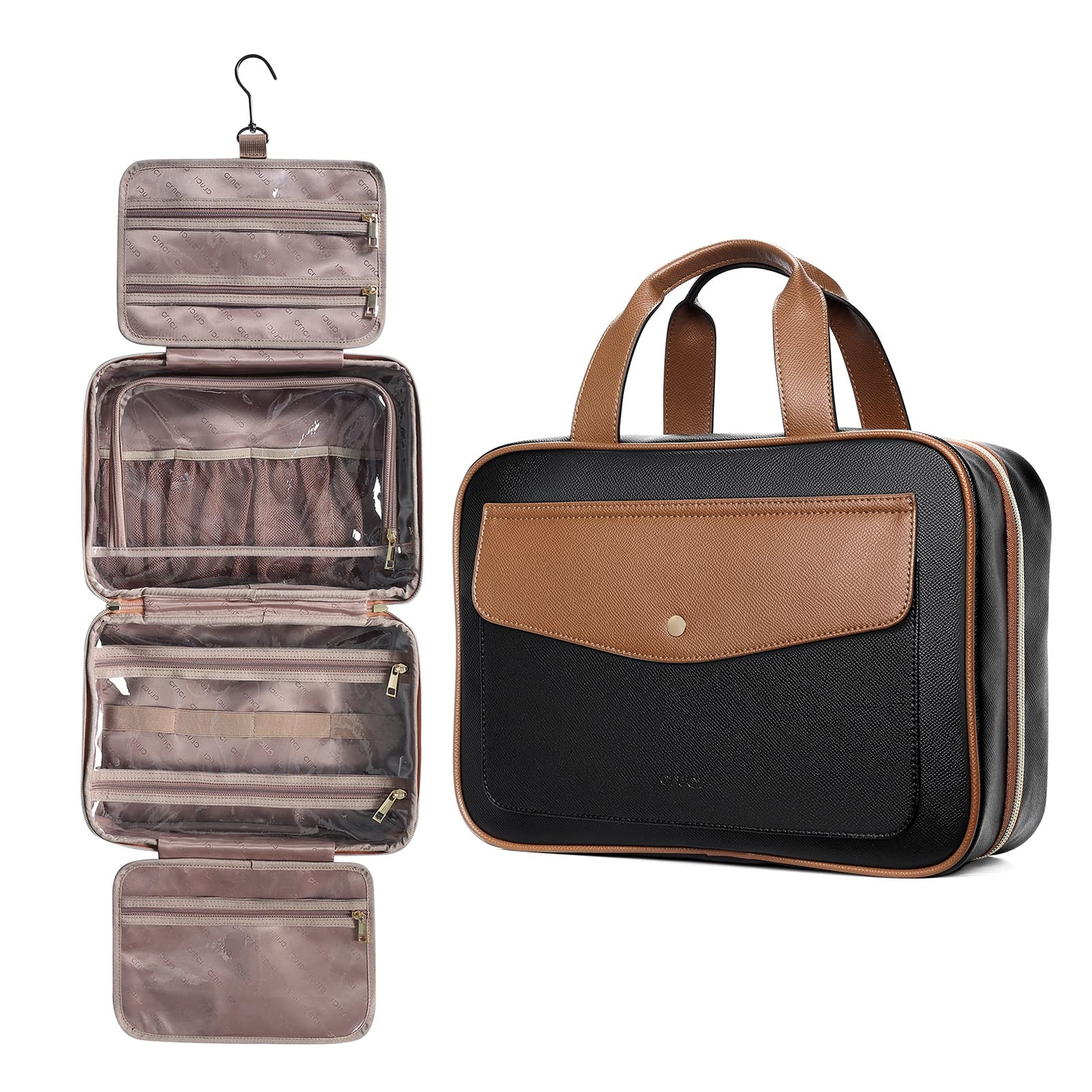 Hanging Travel Toiletry Organizer with Clear Cosmetic and Makeup Bag-image