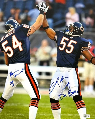 Brian Urlacher & Lance Briggs Dual Signed Auto 16x20 Photo w Ins Beckett BAS COA
