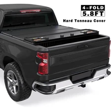 Hard 4-Fold Tonneau Cover For 2019-2025 Silverado Sierra 1500 5.8FT Truck Bed