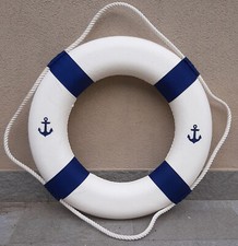 SALVAGENTE BIANCO in TELA ARREDO MARINO VETRINA VINTAGE MARE SPIAGGIA ø 50 Cm.