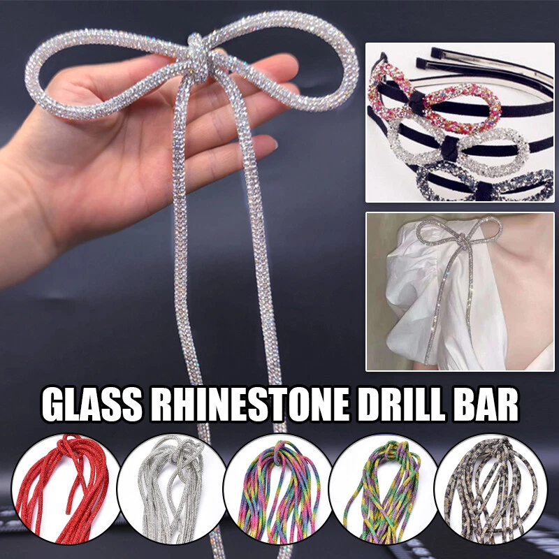 6mm Shiny Rhinestone Tube Rope Chain w/Empty Hot Melt Hose Jewelry Applique 1M - Image 2 of 4