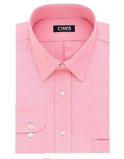 Chaps Mens Classic-Fit Dress Shirt Stretch Collar Wrinkle-Free Long Sleeves Pink
