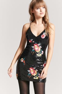 forever 21 black embroidered dress Forever 21 Black Embroidered Sequin Mini Dress Small S