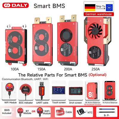 Daly WiFi/BT BMS 4S 12V/8S 24V/16S 48V 100A-250A LiFePo4 Akku BMS+WiFi/BT Moulde