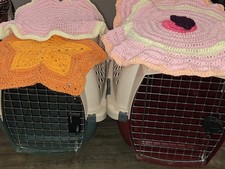 Set of 3 Handmade Crochet Pet Blankets Cat Tree Carrier Bedding Dog Crate Liners