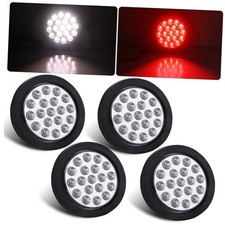 4pcs 4 Round Red Stop Turn Tail Lights To White Back-up Lights 19 Led 4 Inch