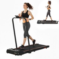 HOMCOM Foldable Walking Treadmill w/ LED Display, Red