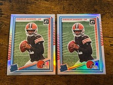 (2) Shedeur Sanders 2025 Donruss Optic Holo Prizm #203 Rookie RC Lot
