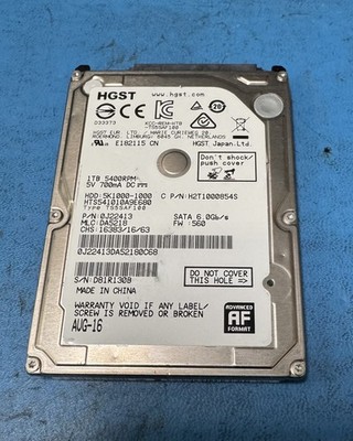 HGST HTS541010A9E680 1 TB 5.4K RPM 2.5'' 6Gb/s SATA III Hard Drive 0J22413