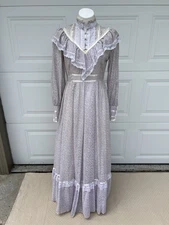 Vintage Gunne Sax Victorian Style High Neck Prairie Dress, No Size, Purple