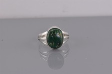 Sterling Silver Green Turquoise Triple Split Band Ring 925 Sz: 8