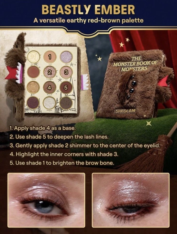 HARRY POTTER MONSTER BOOK OF MONSTERS Makeup Eyeshadow Palette Gift Set Hogwarts - Image 4 of 4