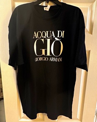 Acqua Di Gio Men's 2XL Black Regular Fit Cotton Graphic T-Shirt