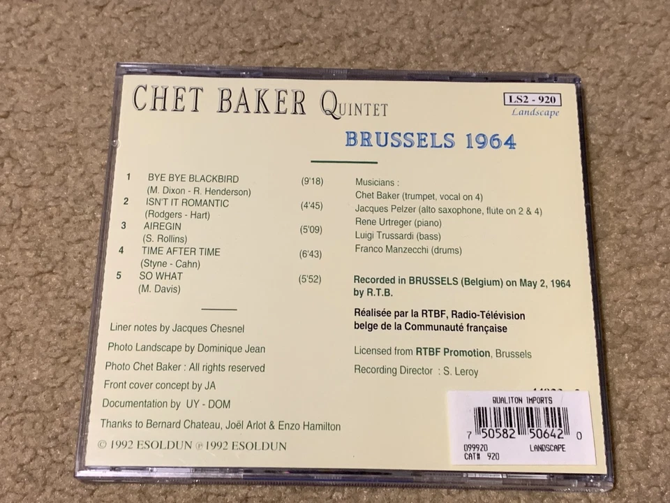 Chet Baker quintet Brussels 1964 CD rare Foto 3 de 4