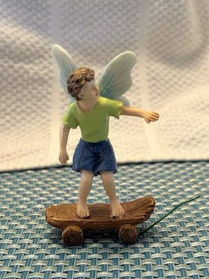 Enchanted Forest Miniature Fairy Boy On Skateboard