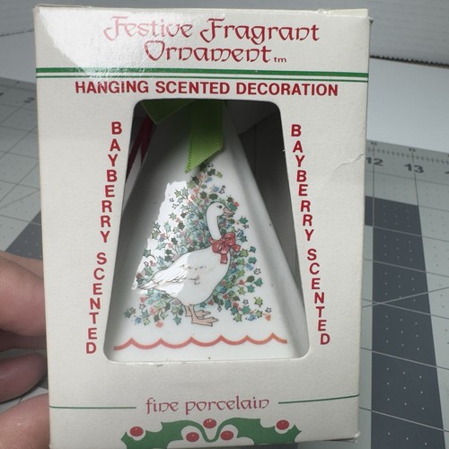Vintage Festive Fragrant Ornament Bayberry Scented Goose Christmas Porcelain