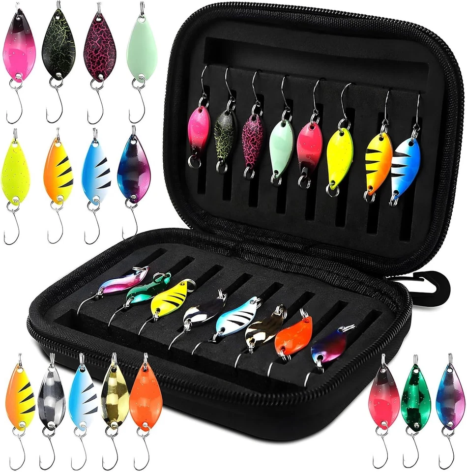 Angelset Forellen Spinner Blinker Metall 16 Stück Zubehör mit Aufbewahrungsbox - Bild 3 von 4