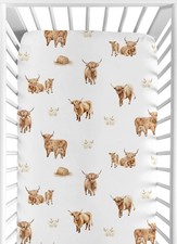 Sweet Jojo Designs Boho Highland Cow Fitted Crib Sheet - Baby Boys  Girls