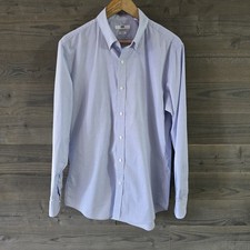 Uniqlo Slim Fit Dress Shirt Large Blue Check Button Front Casual Career