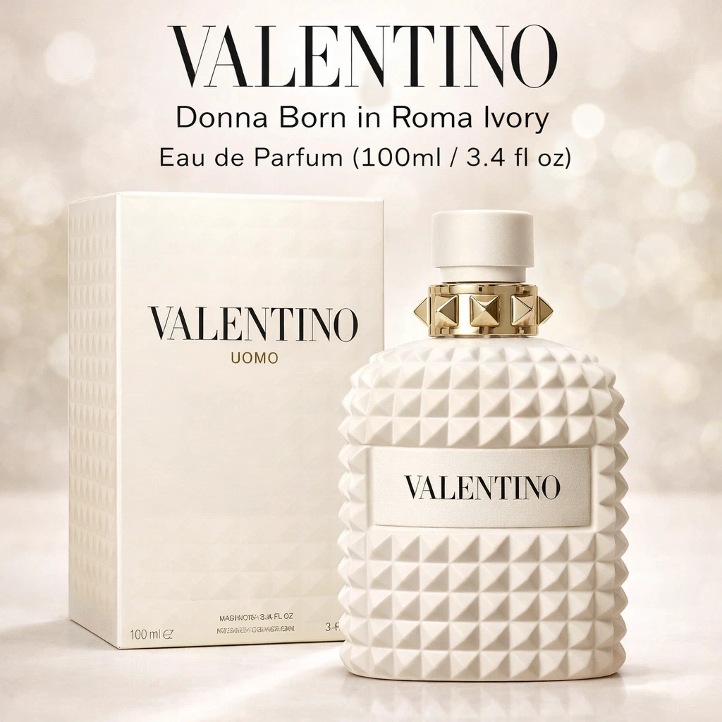 VALENTINO ギフトボックス 円形 ホワイト VALENTINO DONNA BORN IN ROMA IVORY EAU DE PARFUM SPRAY WOMEN 3.4