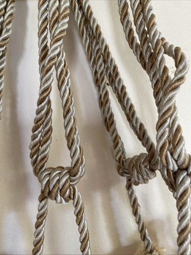 Two Sets of 2 Double Tassel Curtain Tiebacks With Brass Hook Beige 47cm Drop NEW - Picture 3 of 9
