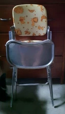 Vintage MCM High Chair Cosco,Metal Tray, Vinyl  Animal Design Yellow Seat