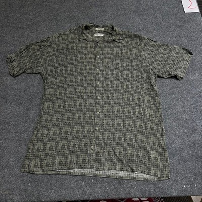 Pierre Cardin Shirt Mens Size 1XLT Grey Rayon Geometric Short Casual Korea