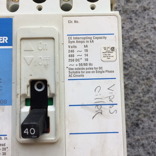 Challenger CE3040 Molded Circuit Breaker CE 14K 40Amp 3Pole 480VAC - Picture 3 of 11