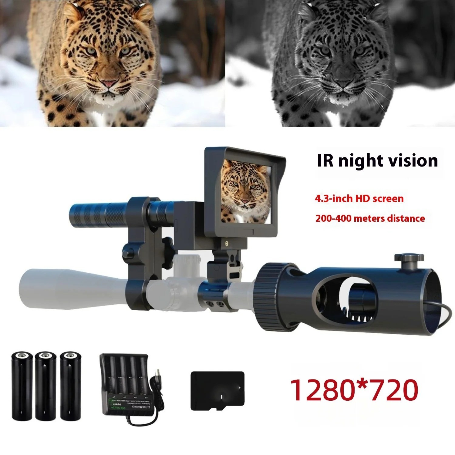 400M Infrared Night Vision Rifle Scope Hunting Sight 850nm LED IR Camera 16MM
