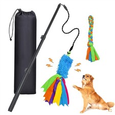 ASOCEA Flirt Pole for Dogs,Interactive Dog Toy with Squeaky Blue Green Yellow